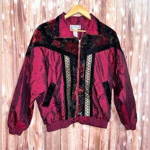 Maroon Velveteen Windbreaker Jacket Small